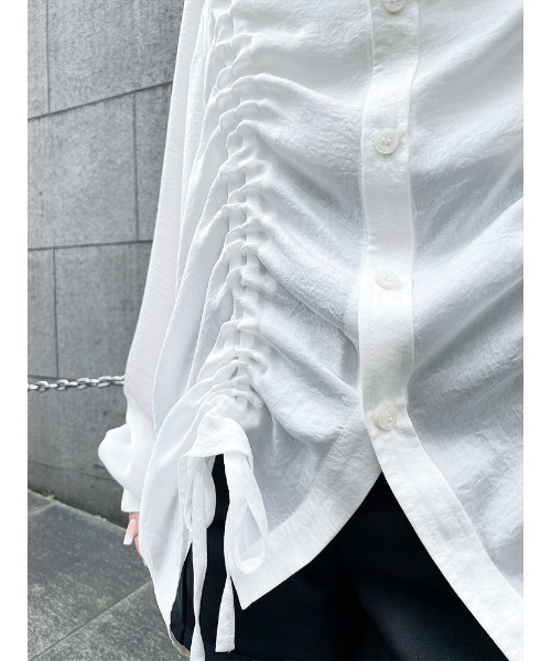 ENVYM（アンビー）の「ギャザールーズＳＨ（シャツ/ブラウス・レディース・ホワイト/ブラック/グリーン・FREE）」の6枚目の写真