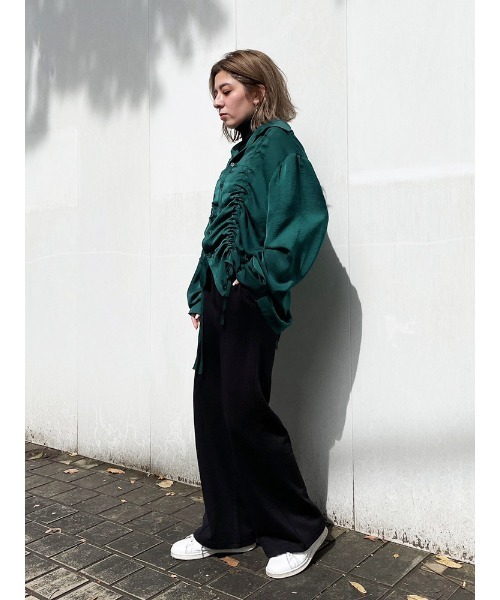 ENVYM（アンビー）の「ギャザールーズＳＨ（シャツ/ブラウス・レディース・ホワイト/ブラック/グリーン・FREE）」の10枚目の写真