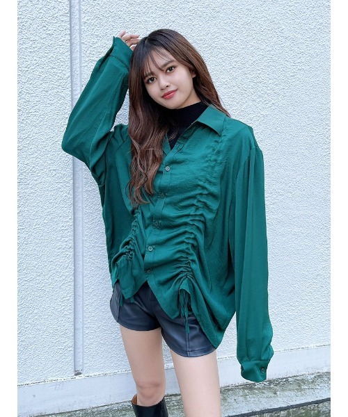 ENVYM（アンビー）の「ギャザールーズＳＨ（シャツ/ブラウス・レディース・ホワイト/ブラック/グリーン・FREE）」の13枚目の写真