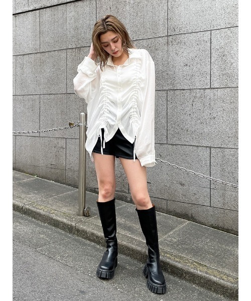 ENVYM（アンビー）の「ギャザールーズＳＨ（シャツ/ブラウス・レディース・ホワイト/ブラック/グリーン・FREE）」の16枚目の写真