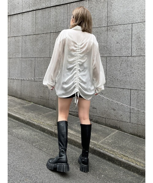 ENVYM（アンビー）の「ギャザールーズＳＨ（シャツ/ブラウス・レディース・ホワイト/ブラック/グリーン・FREE）」の17枚目の写真