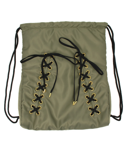 WEGO（ウィゴー）の「WEGO/レースアップナップサック（バックパック/リュック・レディース・ブラック/カーキ・FREE）」の13枚目の写真