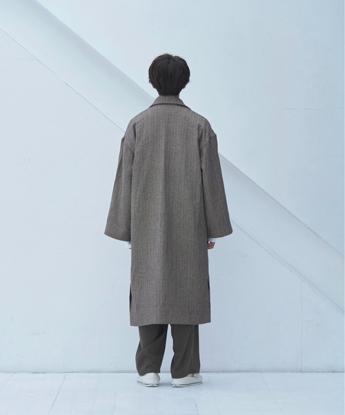 neez.(ニーズ)の「drop shoulder bal collar coat-ドロップショルダーバルカラーコート(ステンカラーコート・メンズ・ベージュ/グレー・SMALL/MEDIUM/LARGE)」の12枚目の写真