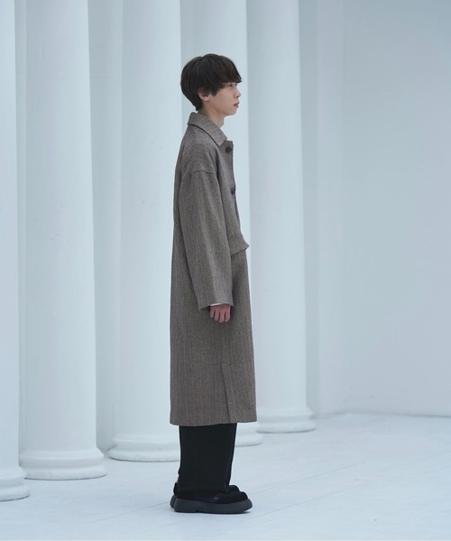 neez.(ニーズ)の「drop shoulder bal collar coat-ドロップショルダーバルカラーコート(ステンカラーコート・メンズ・ベージュ/グレー・SMALL/MEDIUM/LARGE)」の13枚目の写真