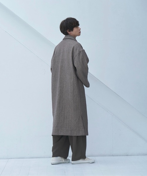neez.(ニーズ)の「drop shoulder bal collar coat-ドロップショルダーバルカラーコート(ステンカラーコート・メンズ・ベージュ/グレー・SMALL/MEDIUM/LARGE)」の18枚目の写真