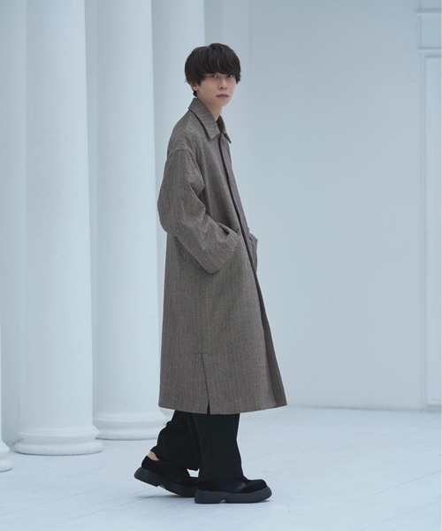 neez.(ニーズ)の「drop shoulder bal collar coat-ドロップショルダーバルカラーコート(ステンカラーコート・メンズ・ベージュ/グレー・SMALL/MEDIUM/LARGE)」の14枚目の写真