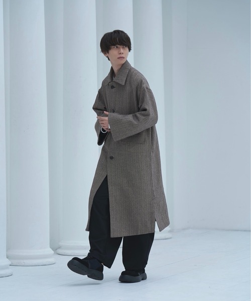 neez.(ニーズ)の「drop shoulder bal collar coat-ドロップショルダーバルカラーコート(ステンカラーコート・メンズ・ベージュ/グレー・SMALL/MEDIUM/LARGE)」の15枚目の写真