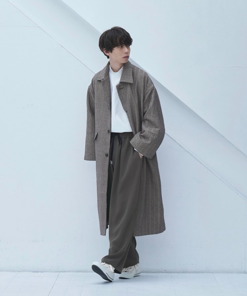 neez.(ニーズ)の「drop shoulder bal collar coat-ドロップショルダーバルカラーコート(ステンカラーコート・メンズ・ベージュ/グレー・SMALL/MEDIUM/LARGE)」の5枚目の写真