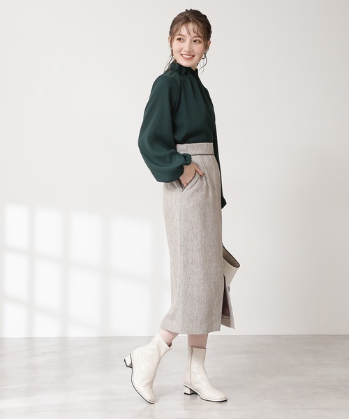 N.（N. Natural Beauty Basic）（エヌエヌナチュラルビューティーベーシック）の「【追加生産】【WEB限定カラー】◆ペーパーバックパフブラウス（シャツ/ブラウス・レディース・ホワイト/ブラック/カーキ/グリーン・MEDIUM）」の14枚目の写真