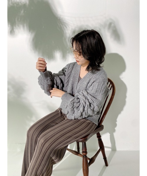 JUMELLE（ジュメロ）の「ボリュームスリーブニット（カーディガン/ボレロ・レディース・グレー・FREE）」の8枚目の写真