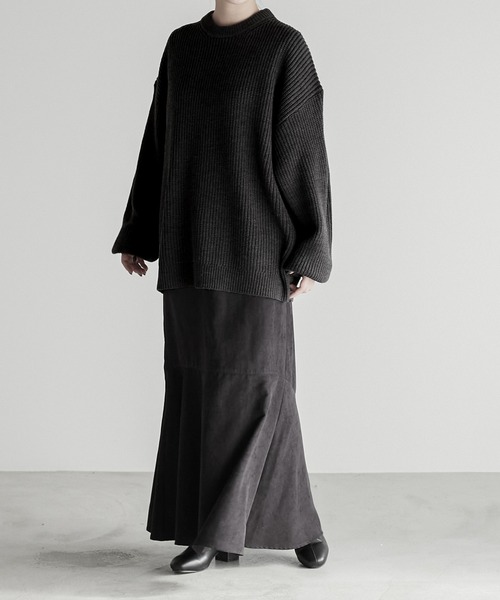 RUUBON】wide crew neck knit / ワイドクルーネックニット