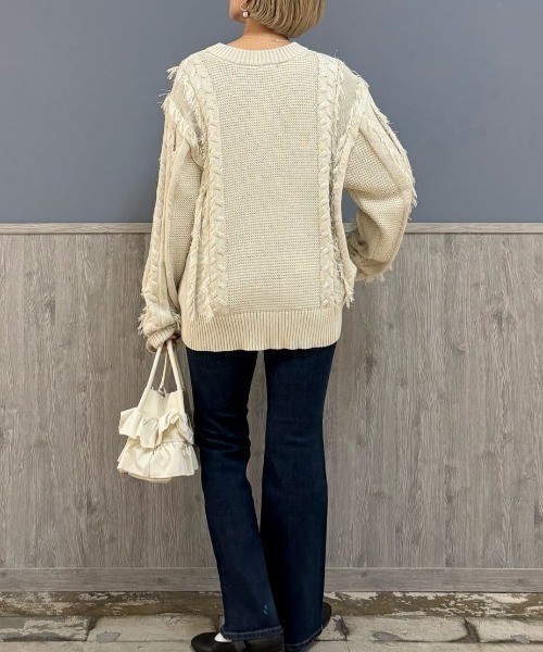 SOMETHING（サムシング）の「【SOMETHING】「LISA」デニムフレアパンツ (フレアシルエット/テンセルストレッチ/脚長効果/カジュアル/きれいめ)（デニムパンツ・レディース・ダークインディゴブルー・29inch/30inch/25inch/26inch/27inch/28inch/31inch）」の21枚目の写真