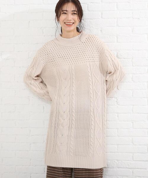 SHOO・LA・RUE（シューラルー）の「◆ケーブルミックスワンピース（ワンピース・レディース・ライトブルー/アイボリー/ブラック・03/02/04）」の2枚目の写真