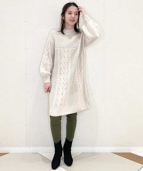 SHOO・LA・RUE（シューラルー）の「◆ケーブルミックスワンピース（ワンピース・レディース・ライトブルー/アイボリー/ブラック・03/02/04）」の12枚目の写真