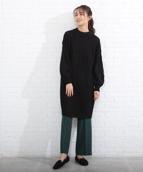 SHOO・LA・RUE（シューラルー）の「◆ケーブルミックスワンピース（ワンピース・レディース・ライトブルー/アイボリー/ブラック・03/02/04）」の7枚目の写真