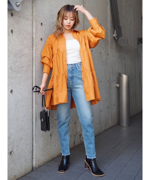 EVRIS(エヴリス)の「ティアードミニシャツワンピース(シャツワンピース・レディース・グリーン/ホワイト/ブラック/オレンジ・FREE)」の18枚目の写真