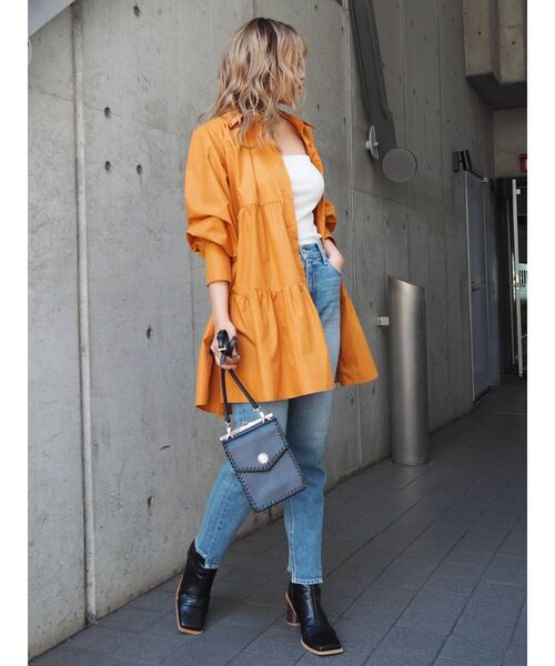 EVRIS(エヴリス)の「ティアードミニシャツワンピース(シャツワンピース・レディース・グリーン/ホワイト/ブラック/オレンジ・FREE)」の20枚目の写真