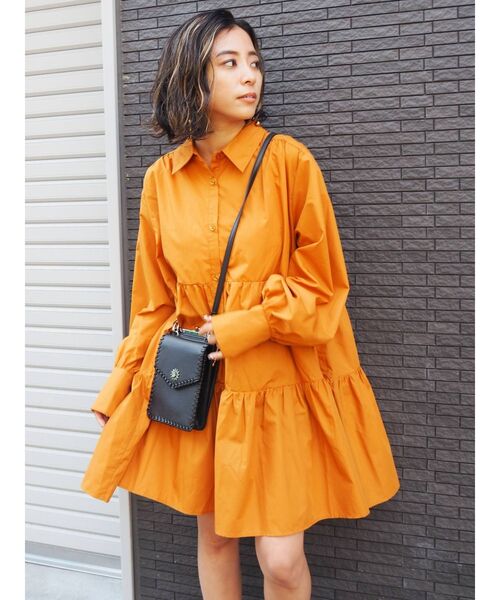 EVRIS(エヴリス)の「ティアードミニシャツワンピース(シャツワンピース・レディース・グリーン/ホワイト/ブラック/オレンジ・FREE)」の22枚目の写真