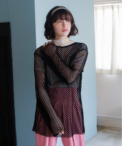 Birthday room（バースデイルーム）の「メッシュパイピングルーズプルオーバー（Tシャツ/カットソー・レディース・ブラック/ピンク/ナチュラル・FREE）」の5枚目の写真