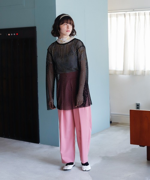 Birthday room（バースデイルーム）の「メッシュパイピングルーズプルオーバー（Tシャツ/カットソー・レディース・ブラック/ピンク/ナチュラル・FREE）」の10枚目の写真