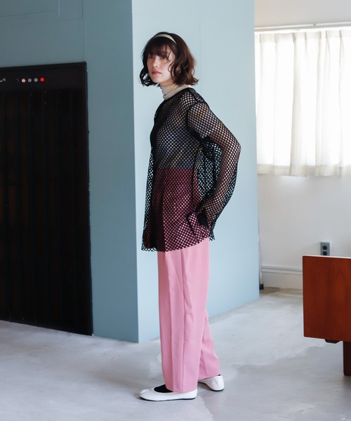 Birthday room（バースデイルーム）の「メッシュパイピングルーズプルオーバー（Tシャツ/カットソー・レディース・ブラック/ピンク/ナチュラル・FREE）」の12枚目の写真