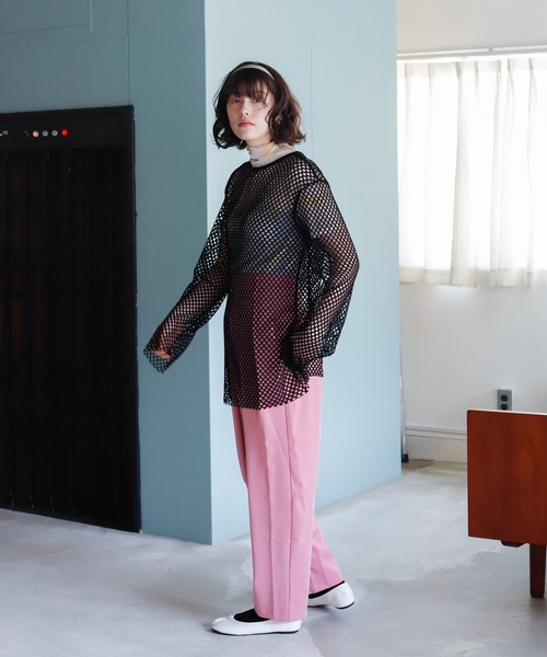 Birthday room（バースデイルーム）の「メッシュパイピングルーズプルオーバー（Tシャツ/カットソー・レディース・ブラック/ピンク/ナチュラル・FREE）」の13枚目の写真