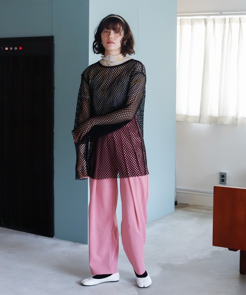 Birthday room（バースデイルーム）の「メッシュパイピングルーズプルオーバー（Tシャツ/カットソー・レディース・ブラック/ピンク/ナチュラル・FREE）」の14枚目の写真