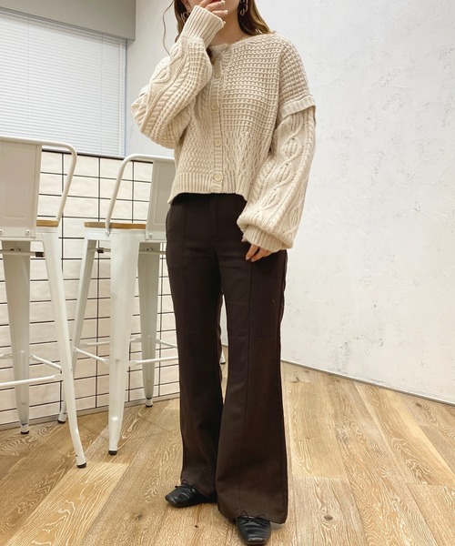 apres jour(アプレジュール)の「マルチwayパッチワークケーブルニット【ZOZOTOWN限定アイテム】(ニット/セーター・レディース・ブラック/グリーン/アイボリー/マスタード/ダークブルー・X-LARGE/フリー)」の11枚目の写真
