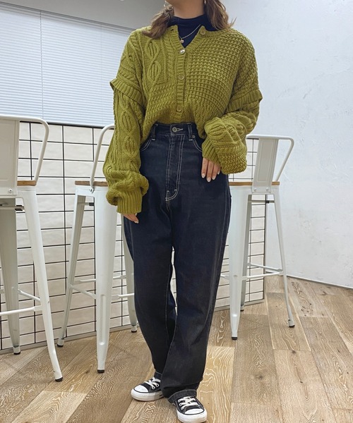 apres jour(アプレジュール)の「マルチwayパッチワークケーブルニット【ZOZOTOWN限定アイテム】(ニット/セーター・レディース・ブラック/グリーン/アイボリー/マスタード/ダークブルー・X-LARGE/フリー)」の15枚目の写真