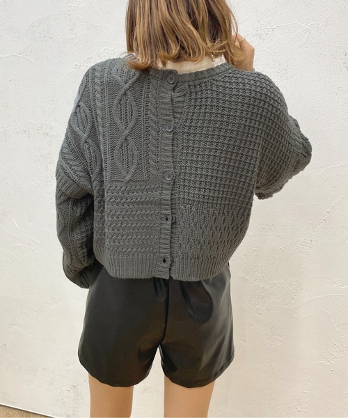 セール】マルチwayパッチワークケーブルニット【ZOZOTOWN限定