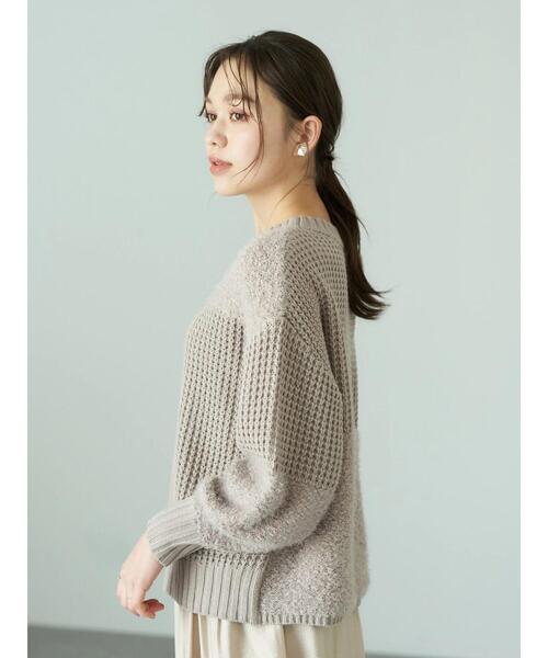 earth music&ecology(アースミュージックアンドエコロジー)の「パッチワークニットプルオーバー*(ニット/セーター・レディース・ブラック/アイボリー/モカ・FREE)」の4枚目の写真