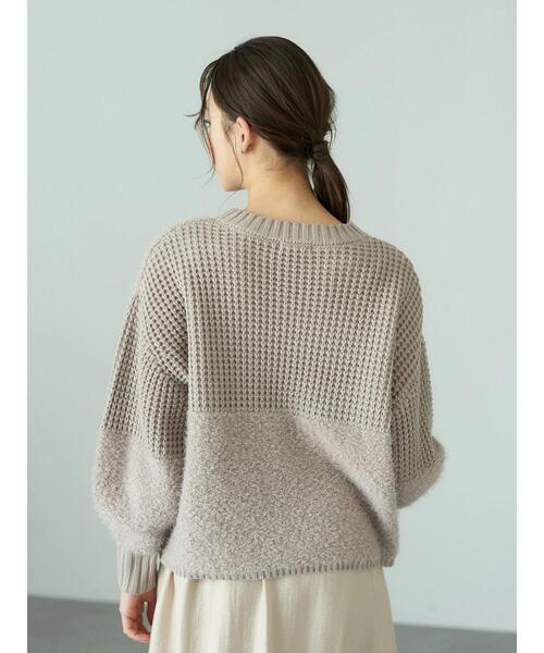 earth music&ecology(アースミュージックアンドエコロジー)の「パッチワークニットプルオーバー*(ニット/セーター・レディース・ブラック/アイボリー/モカ・FREE)」の5枚目の写真