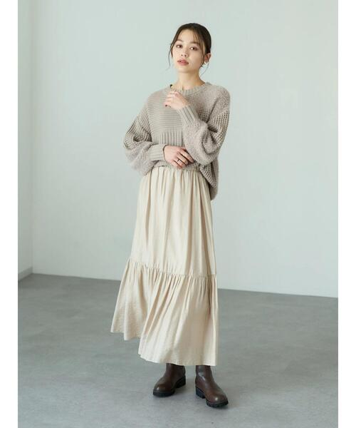 earth music&ecology(アースミュージックアンドエコロジー)の「パッチワークニットプルオーバー*(ニット/セーター・レディース・ブラック/アイボリー/モカ・FREE)」の7枚目の写真