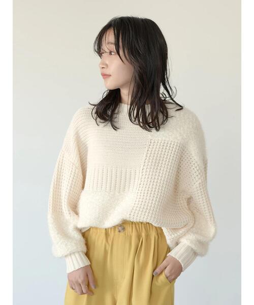 earth music&ecology(アースミュージックアンドエコロジー)の「パッチワークニットプルオーバー*(ニット/セーター・レディース・ブラック/アイボリー/モカ・FREE)」の17枚目の写真