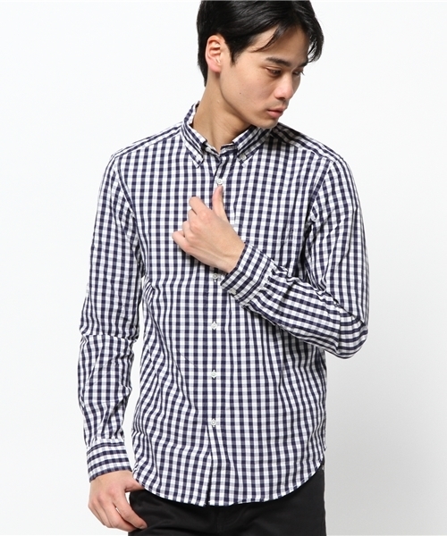 MEN'S BIGI(メンズビギ)の「モノトーンBDシャツ/ギンガム&ストライプ(シャツ/ブラウス・メンズ・ブラック/ブラック系その他/ネイビー/ブルー系その他・SMALL/LL/LARGE/MEDIUM)」の3枚目の写真