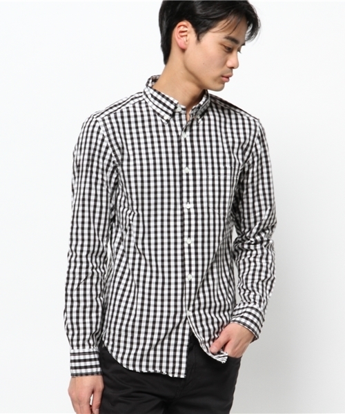 MEN'S BIGI(メンズビギ)の「モノトーンBDシャツ/ギンガム&ストライプ(シャツ/ブラウス・メンズ・ブラック/ブラック系その他/ネイビー/ブルー系その他・SMALL/LL/LARGE/MEDIUM)」の1枚目の写真