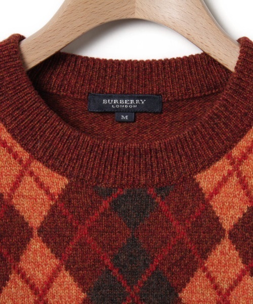 BURBERRY（バーバリー）の「アーガイル柄ラムウール長袖ニット（ニット/セーター・メンズ・レッド・M）」の3枚目の写真