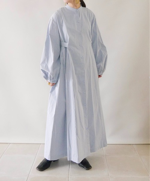 ECRIRE（エクリール）の「【陽コラボ】ボックスタックロングシャツワンピース（シャツワンピース・レディース・ブラック/ベージュ/オフホワイト/ブルー・M/L）」の9枚目の写真