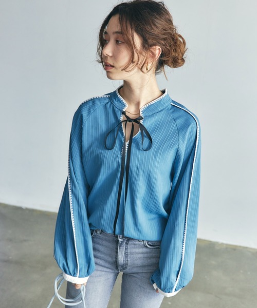 toucher du brise(トゥシェドブリーズ)の「【柔らかな印象に】リボンブラウス(シャツ/ブラウス・レディース・ベージュ/オフホワイト/ブルー・M)」の13枚目の写真