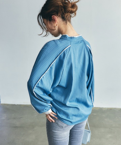 toucher du brise(トゥシェドブリーズ)の「【柔らかな印象に】リボンブラウス(シャツ/ブラウス・レディース・ベージュ/オフホワイト/ブルー・M)」の15枚目の写真