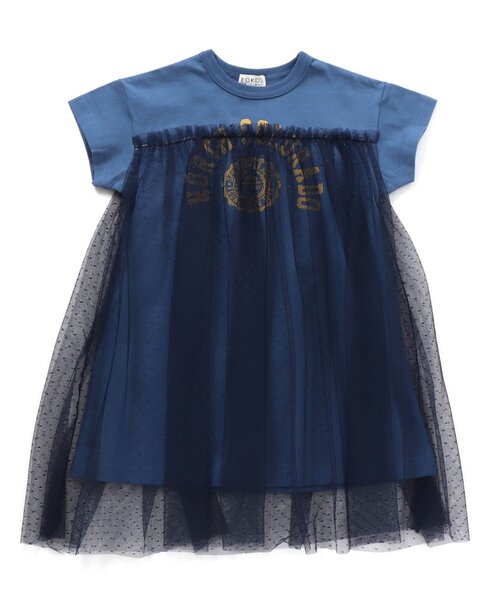F.O.KIDS(エフオーキッズ)の「アーチロゴチュールワンピース(ワンピース・キッズ・オフホワイト/ブルー/チャコール・90/100/110/120/80/130/95/140)」の1枚目の写真