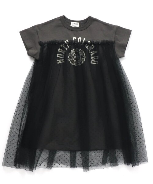 F.O.KIDS(エフオーキッズ)の「アーチロゴチュールワンピース(ワンピース・キッズ・オフホワイト/ブルー/チャコール・90/100/110/120/80/130/95/140)」の3枚目の写真