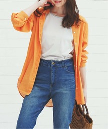 【Sサイズ WEB限定】綿ラミーシアーバンドカラーシャツ