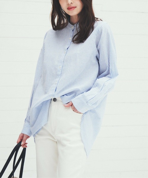 ikka(イッカ)の「【Sサイズ WEB限定】綿ラミーシアーバンドカラーシャツ(シャツ/ブラウス・レディース・オフホワイト/チャコールグレー/オレンジ/グリーン/ブルー/その他1・S/M/L)」の5枚目の写真