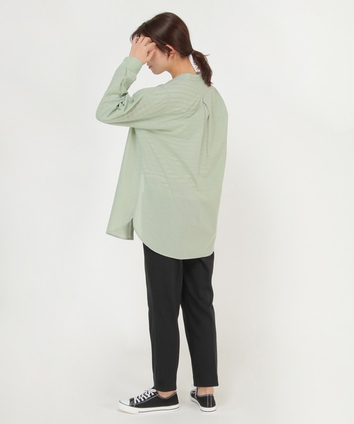 ikka(イッカ)の「【Sサイズ WEB限定】綿ラミーシアーバンドカラーシャツ(シャツ/ブラウス・レディース・オフホワイト/チャコールグレー/オレンジ/グリーン/ブルー/その他1・S/M/L)」の11枚目の写真