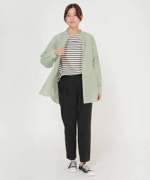 ikka(イッカ)の「【Sサイズ WEB限定】綿ラミーシアーバンドカラーシャツ(シャツ/ブラウス・レディース・オフホワイト/チャコールグレー/オレンジ/グリーン/ブルー/その他1・S/M/L)」の12枚目の写真