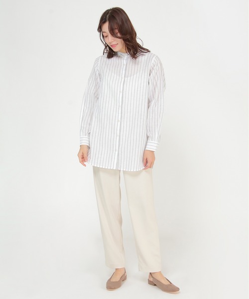 ikka(イッカ)の「【Sサイズ WEB限定】綿ラミーシアーバンドカラーシャツ(シャツ/ブラウス・レディース・オフホワイト/チャコールグレー/オレンジ/グリーン/ブルー/その他1・S/M/L)」の15枚目の写真