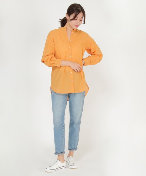 ikka(イッカ)の「【Sサイズ WEB限定】綿ラミーシアーバンドカラーシャツ(シャツ/ブラウス・レディース・オフホワイト/チャコールグレー/オレンジ/グリーン/ブルー/その他1・S/M/L)」の17枚目の写真