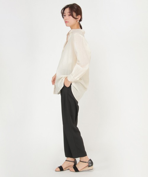 ikka(イッカ)の「【Sサイズ WEB限定】綿ラミーシアーバンドカラーシャツ(シャツ/ブラウス・レディース・オフホワイト/チャコールグレー/オレンジ/グリーン/ブルー/その他1・S/M/L)」の8枚目の写真