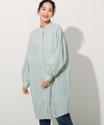 Cutie Blonde | バンドカラーストライプロングシャツ(ワンピース)